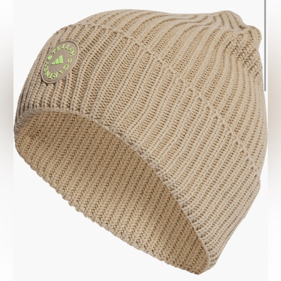 adidas by Stella McCartney | Cuff Knit Beanie Khaki/Signal Green NWT - Picture 1 of 8